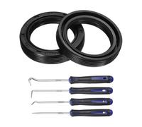 sourcing map Lot de 2 joints d'huile, 27 x 37 x 7 mm en caoutchouc nitrile TC double lèvre avec kit de crochet et ressort pour arbre de roulement mécanique automobile, noir
