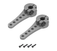 sourcing map Lot de 2 klaxons servo en aluminium long 25T - 46 mm de long - Gris vif - Convient pour le bricolage de voiture/bateau/avion/bateau - Avec vis M2.5