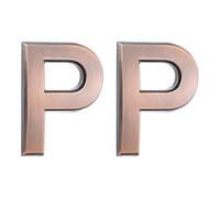 sourcing map Lot de 2 lettres autocollantes pour porte de boîte aux lettres, finition galvanisée, pour bureau, hôtel, appartement, jardin (lettre P, bronze) 7 cm