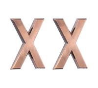 sourcing map Lot de 2 lettres autocollantes pour porte de boîte aux lettres, finition galvanisée, pour bureau, hôtel, appartement, jardin (lettre X, bronze) 7 cm