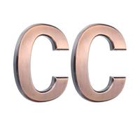 sourcing map Lot de 2 lettres autocollantes pour porte de boîte aux lettres, finition galvanisée, pour bureau, hôtel, appartement, jardin (lettre C, bronze) 7 cm