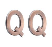 sourcing map Lot de 2 lettres autocollantes pour porte de boîte aux lettres, finition galvanisée, pour bureau, hôtel, appartement, jardin (lettre Q, bronze) 7 cm