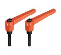 sourcing map Lot de 2 leviers de serrage réglables M5 x 25 mm - Bouton poussoir à cliquet mâle fileté - Poignées à vis rotatives - Boulon à dégagement rapide - Orange