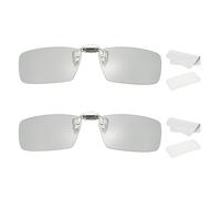 sourcing map Lot de 2 lunettes 3D polarisées à clipser, cadres de lunettes 3D carrées passives avec étui en verre et chiffon de lunettes pour image MAXimum, films, théâtre, jeux, TV (clip métallique