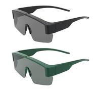 sourcing map Lot de 2 lunettes de soleil de sport polarisées pour homme - Pour VTT, conduite, pêche, course à pied, sable noir et vert, gris