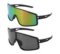 sourcing map Lot de 2 lunettes de soleil de sport polarisées pour homme - Pour VTT, conduite, pêche, course à pied, cadre noir gris et violet éblouissant