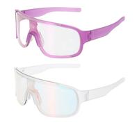 sourcing map Lot de 2 lunettes de soleil de sport polarisées pour homme - Pour VTT, conduite, pêche, course à pied, violet et sable - Monture transparent/violet et transparent/rouge coloré