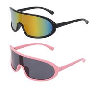 sourcing map Lot de 2 lunettes de soleil de sport polarisées pour homme - Pour VTT, conduite, pêche, course à pied, rose et noir - Gris et reflet
