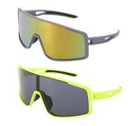 sourcing map Lot de 2 lunettes de soleil de sport polarisées pour homme - Pour VTT, conduite, pêche, course à pied, monture verte et grise - Gris et rouge éblouissant
