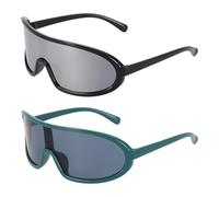 sourcing map Lot de 2 lunettes de soleil de sport polarisées pour homme - Pour VTT, conduite, pêche, course à pied, monture verte et noire - Gris et gris éblouissant