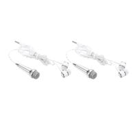 sourcing map Lot de 2 mini microphones portables avec écouteurs pour chant, enregistrement vocal, vidéo, pour téléphone, ordinateur, ordinateur portable, argent