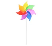 sourcing map Lot de 2 moulins à vent en plastique arc-en-ciel de 39 cm à 7 feuilles pour décorations de fête, décoration extérieure, pelouse, cour, jardin, terrasse, coloré