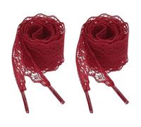 sourcing map Lot de 2 paires de lacets plats - 2,2 cm de large et 100 cm de long - Ruban fantaisie vintage pour femme - Rouge vin