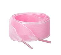 sourcing map Lot de 2 paires de lacets plats en fil de neige 2,5 cm/4 cm de large transparents pour chaussures de sport, rose clair, 60cm/24"