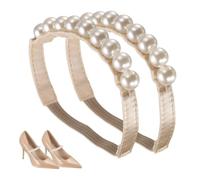sourcing map Lot de 2 paires de sangles de chaussures à talons hauts, sangles élastiques détachables, lacets de rechange en cristal pour femme, talons hauts, pantoufles, sandales, beige, beige, 5 x