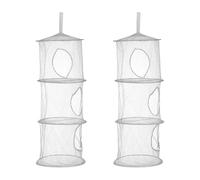 sourcing map Lot de 2 paniers de rangement en maille à suspendre, organiseur de rangement pliable avec 3 compartiments pour économiser de l'espace pour chambre, salle de bain, balcon, placard