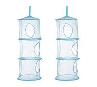 sourcing map Lot de 2 paniers de rangement en maille à suspendre, organiseur pliable de 27,9 cm avec 3 compartiments, sacs économiseur d'espace pour chambre, salle de bain, balcon, placard