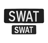 Sourcing Map Lot de 2 patchs SWAT (1 petit, 1 grand) avec crochet et boucle, brodés, tissu durable pour gilet, veste, vêtements, sacs à dos, chapeaux - Noir