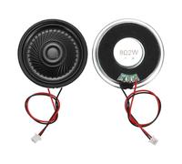 sourcing map Lot de 2 petits haut-parleurs 8 Ohm, 2 W 50 mm de diamètre, coque en métal, aimant rond avec fil de terminal de 100 mm, micro interne pour DVD, EVD, mini haut-parleur audio domestique