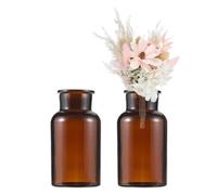 sourcing map Lot de 2 petits vases à fleurs en verre marron pour centre de table, mini vases vintage transparents de 250 ml à large ouverture en vrac assortis pour décoration de table de mariage