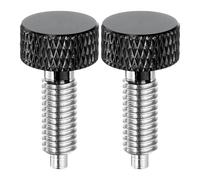 sourcing map Lot de 2 pistons à ressort avec poignée moletée M6 x 1 broches de diamètre 3 mm rétractables en acier inoxydable pour équipement industriel, noir