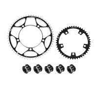 sourcing map Lot de 2 plateaux de vélo 130BCD - 46T/56T - Rond - Large - En aluminium - Avec double rond - 5 boulons - Pour vélo de route - 9/10/11 vitesses