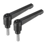 sourcing map Lot de 2 poignées de levier de serrage réglables M5 x 15 mm en acier inoxydable 304 mâle fileté - Boutons à main - Bouton poussoir à cliquet - Poignées à vis rotatives avec levier de