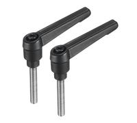 sourcing map Lot de 2 poignées de levier de serrage réglables M6 x 35 mm en acier inoxydable 304 mâle fileté - Bouton poussoir à cliquet - Poignées à vis rotatives avec levier de verrouillage - Noir