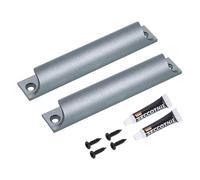 sourcing map Lot de 2 poignées de tiroir en alliage d'aluminium de 11,9 cm avec colle à vis pour fenêtre coulissante, cuisine, placard, tiroir - Gris mat