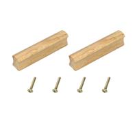 sourcing map Lot de 2 poignées de tiroir en bois de hêtre brut avec vis 64 mm d'espacement des trous pour armoires de cuisine, commode, meubles