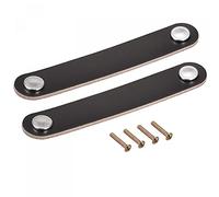 sourcing map Lot de 2 poignées de tiroir en cuir - Poignées de meubles en cuir de surface - Poignée de porte, valise, commode - Boutons de tiroir de rechange avec vis - 17 cm - Noir