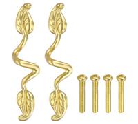 sourcing map Lot de 2 poignées de tiroir en forme de feuille de 12,7 cm de style vintage pour armoire, placard, bibliothèque, décoration de meubles, doré