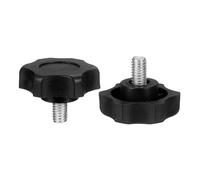 sourcing map Lot de 2 poignées en forme d'étoile M6 x 10 mm (pas de 1 mm) - Filetage mâle - En acier carbone - Vis de serrage filetées - Pour travail du bois - Noir