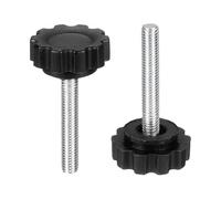 sourcing map Lot de 2 poignées moletées M5 x 30 mm (pas de 0,8 mm) Filetage mâle métrique en acier au carbone Vis de serrage filetées pour travail du bois, noir