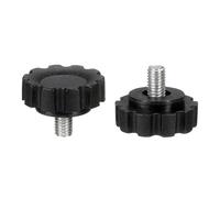 sourcing map Lot de 2 poignées moletées M5 x 8 mm (pas de 0,8 mm) - Filetage mâle - En acier au carbone - Vis de serrage filetées pour travail du bois - Noir