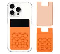 sourcing map Lot de 2 porte-cartes à ventouse en silicone avec emplacement pour carte pour téléphone portable, orange