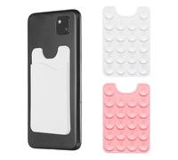 sourcing map Lot de 2 porte-cartes à ventouse en silicone avec fente pour carte pour téléphone portable, rose/blanc