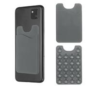 sourcing map Lot de 2 porte-cartes à ventouse en silicone avec fente pour carte pour téléphone portable, gris