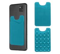 sourcing map Lot de 2 porte-cartes à ventouse en silicone avec fente pour carte pour téléphone portable, bleu paon
