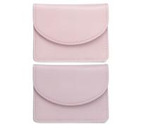 sourcing map Lot de 2 porte-cartes de visite professionnels en cuir avec 3 emplacements pour cartes de visite pour homme et femme (rose/violet clair)