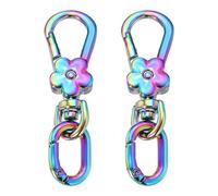 sourcing map Lot de 2 porte-clés en métal pivotants avec fermoir mousqueton ovale à dégagement rapide - Double ouverture amovible - Pour la fabrication de bijoux, les travaux manuels, le sac à dos, le