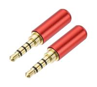 sourcing map Lot de 2 prises jack de rechange de 3,5 mm, 4 pôles en métal stéréo mâle 3,5 mm, connecteur de câble audio à souder pour casque, écouteurs, microphone, réparation de câble, rouge