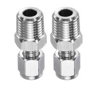 sourcing map Lot de 2 raccords à compression 3 mm OD x 0,6 cm NPT filetage mâle en acier inoxydable adaptateur coupleur droit de tuyau de compression connecteur de tuyau pour huile, gaz, eau