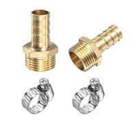 sourcing map Lot de 2 raccords cannelés en laiton - 10 mm x G3/8 - Filetage mâle - Avec collier de serrage en acier inoxydable