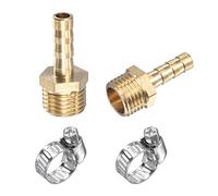 sourcing map Lot de 2 raccords cannelés en laiton - 6 mm x G1/4 - Filetage mâle - Avec collier de serrage en acier inoxydable