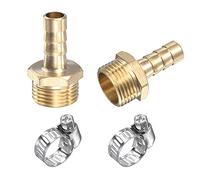 sourcing map Lot de 2 raccords cannelés en laiton 8 mm x G3/8 filetage mâle avec collier de serrage en acier inoxydable