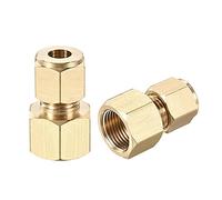 sourcing map Lot de 2 raccords de tube à compression G3/8 Filetage femelle x 8 mm OD Raccord droit en laiton