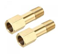 sourcing map Lot de 2 raccords de tuyau en laiton G1/4 femelle vers G1/4 mâle - Longueur 50 mm