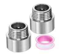 sourcing map Lot de 2 rallonges de pommeau de douche en acier inoxydable de 25 mm de long avec ruban PTFE pour salle de bain, argenté