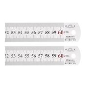 sourcing map Lot de 2 règles en acier inoxydable de 60 cm de long x 0,7 cm d'épaisseur x 3,8 cm de large et outils de mesure métriques à bord droit pour le travail du bois, la peinture, l'artisanat,